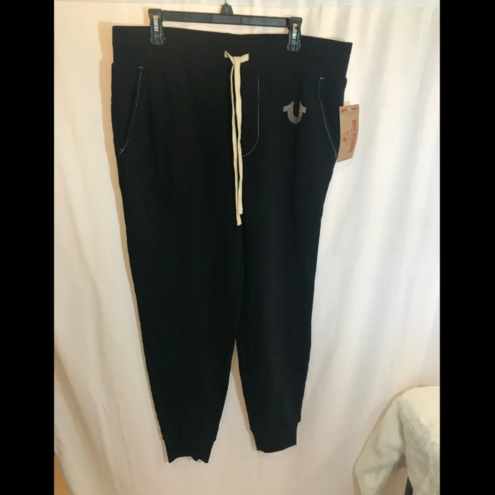 NWT $129 True Religion Jogger Pants for‎ MEN in Black [SZ Large ]